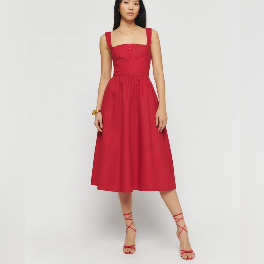 Reformation Tagliatelle Dress in Cherry